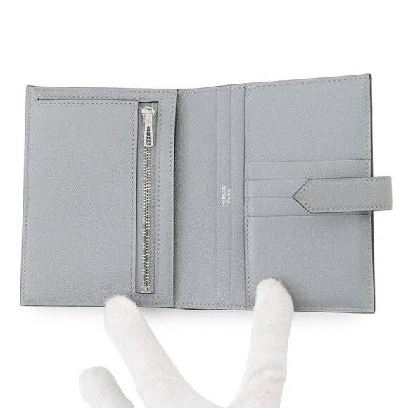 HERMES Bean compact Veau Madame Green Pantan - Picture 10 of 13